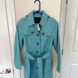 New Talbots Classic Trench Coat in Turquoise, Petite